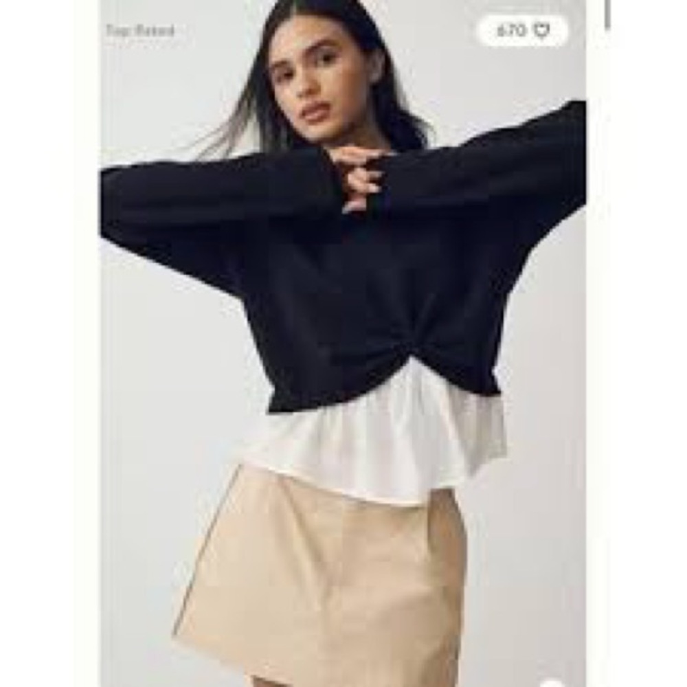 THML layered Classic Black Crewneck Sweater